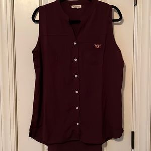 Virginia Tech sleeveless button down blouse